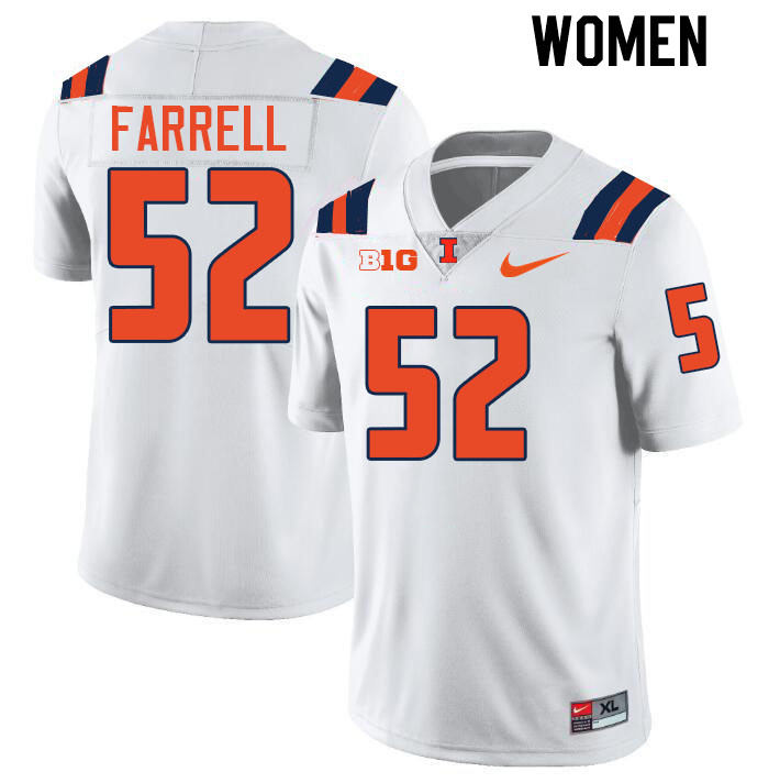 Women #52 Pat Farrell Illinois Fighting Illini College Football Jerseys Stitched-White